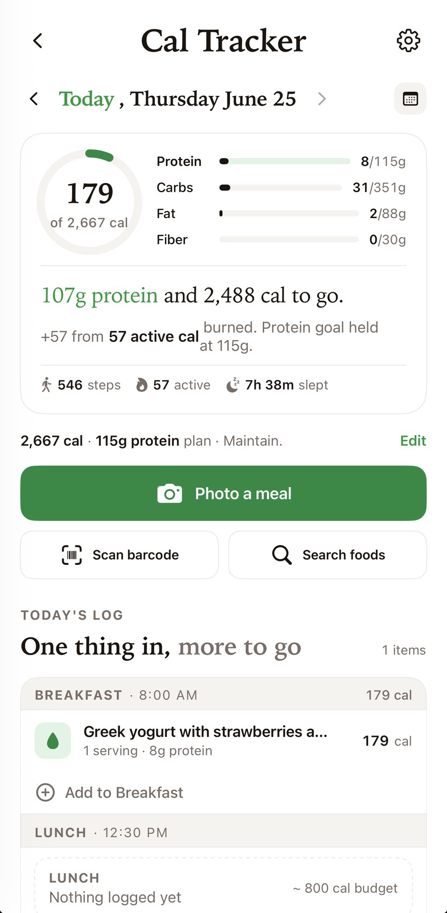 Cal Tracker with macros